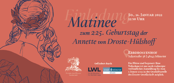 Droste Vorderseite Einladung Matinee 2022. Illustration und Gestaltung: Maximiliane Spieß